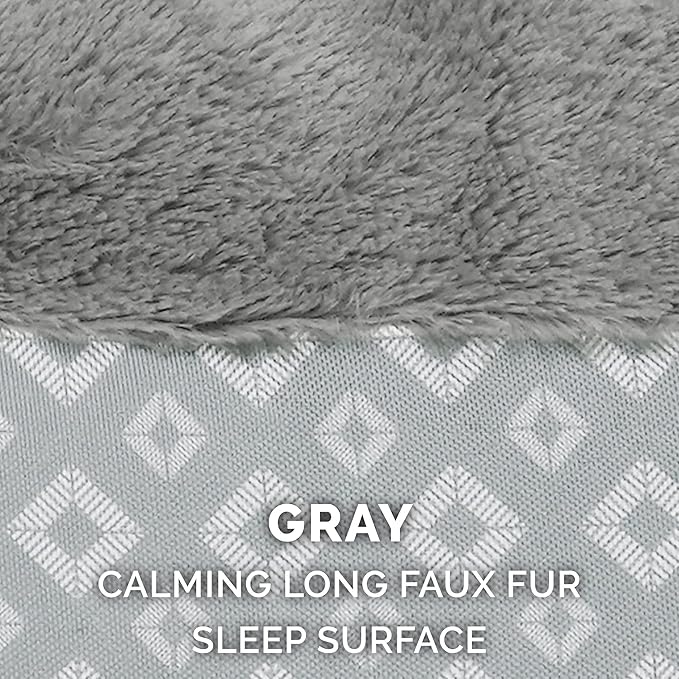 Furhaven Replacement Donut Dog Bed Cover Plush & Diamond Print Calming Cuddler, Machine Washable - Gray, Jumbo (X-Large)