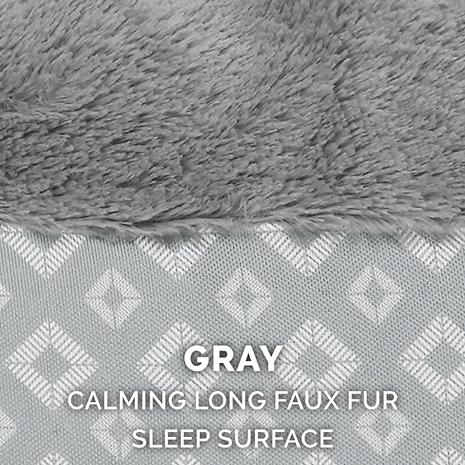 Furhaven 30" Round Donut Dog Bed for Medium/Small Dogs, Refillable w/ Removable Washable Cover, For Dogs Up to 45 lbs - Plush & Diamond Print Donut Bed - Gray, Medium