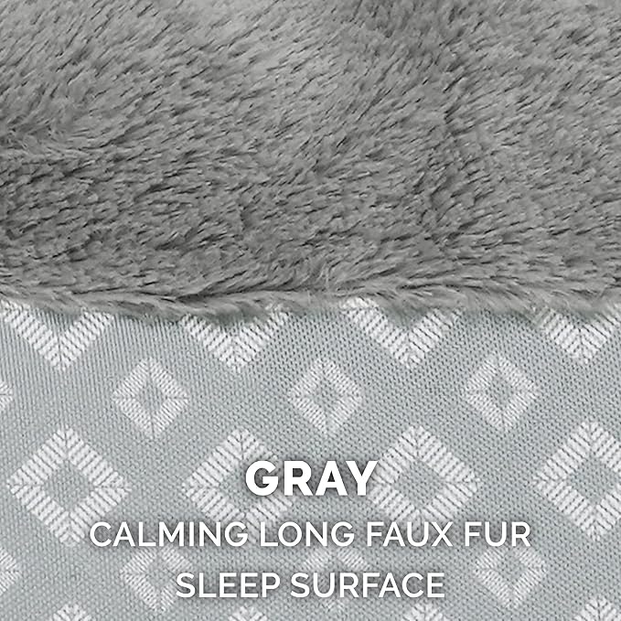 Furhaven Dog Plush Donut Bed, 36' Round, Gray, Large, 75 lbs Capacity, Recycled Fill, Removable Cover