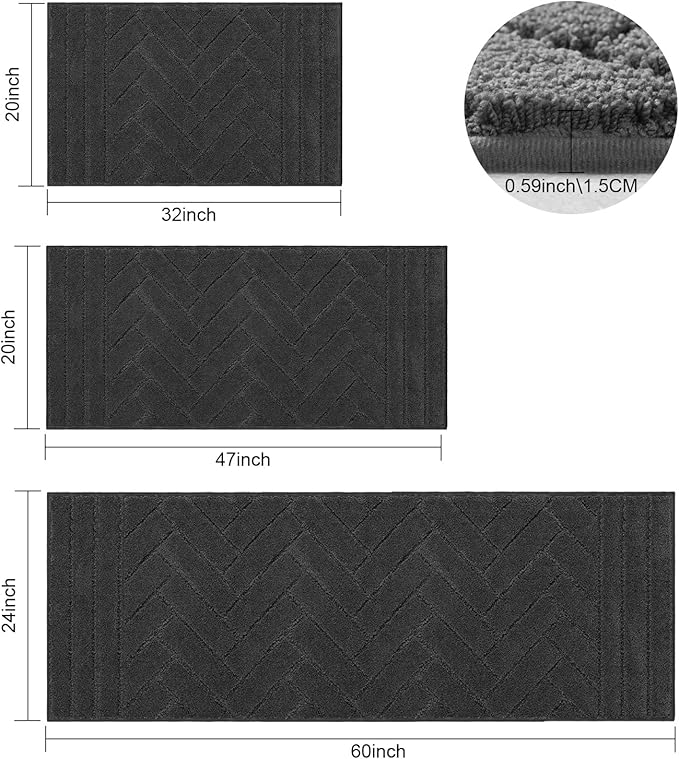 Tindbea Dog Mat for Muddy Paws,Absorbs Moisture Dirt Non-Slip Washable Mud Mat for Dogs,Soft Rubber Backing Front Inside Pet Rug for Entryway, Mud Dog Paws, Patio(20"x48",Charcoal)