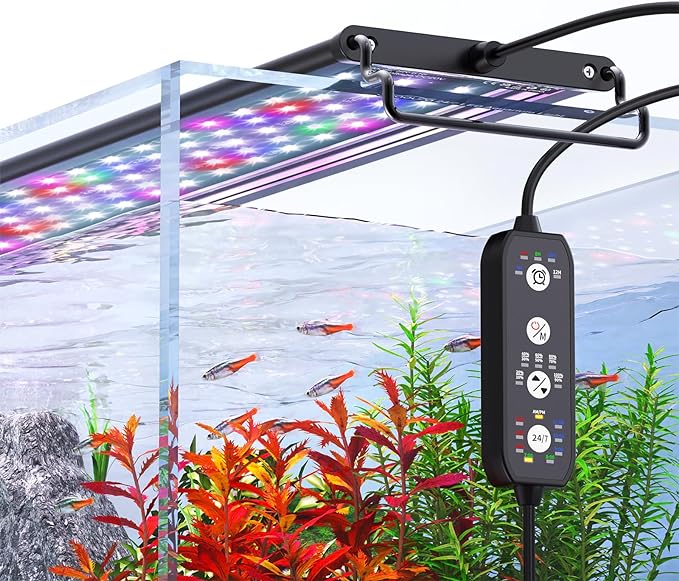 24/7 Mode LED Aquarium Light for Plants-Full Spectrum Fish Tank Light with Timer, Auto On/Off, 7 Colors, Adjustable Brightness, 3 Modes for Freshwater Tank (42W for 48-54 inch Tank)