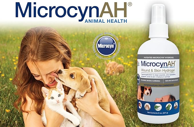 Manna Pro MicrocynAH Wound and Skin Care Hydrogel for Dogs | Non-Toxic Spray Formulated to Clean Wounds | Veterinarian Recommeneded Non-Toxic Formula | 8oz