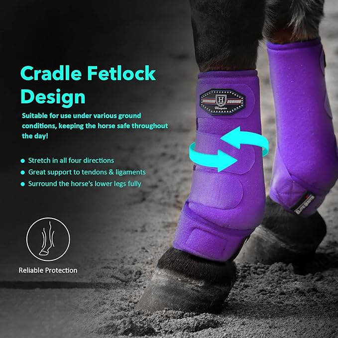 Harrison Howard Horse Sport Medicine Front Shock-Absorbing Boots All-Round Lower Limb Protection & Support Sport Boots Athletic Boots Perfect for Endurance Training and Performance Regal Purple M