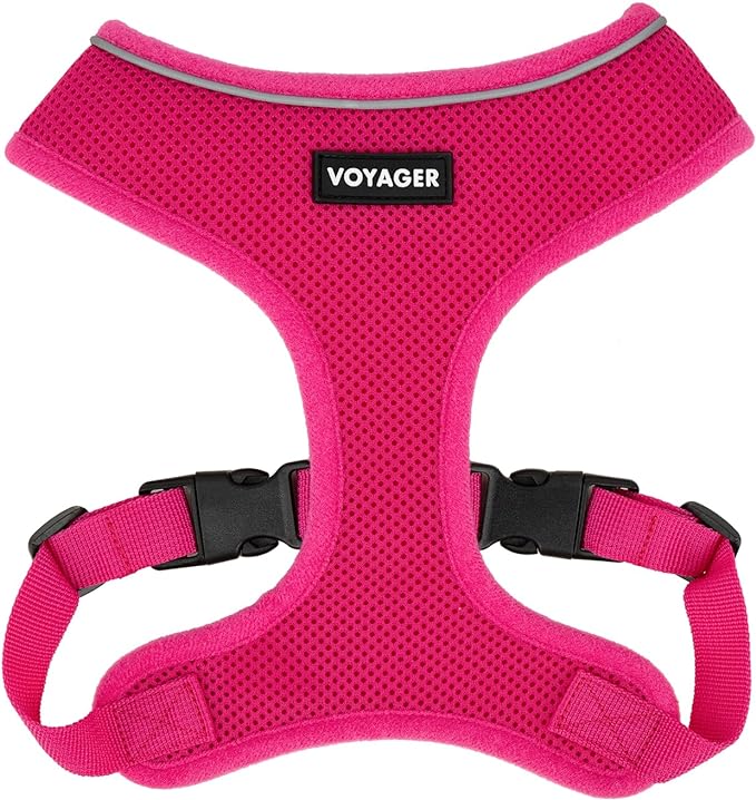 Aerolite No Pull Mesh Dog Harness with Lightweight, Soft, Breathable Chest Coverage, Reflective Stitching, and Adjustable Straps for Walking, Running, Training, Heavy Duty and Durable - Fuchsia, XS