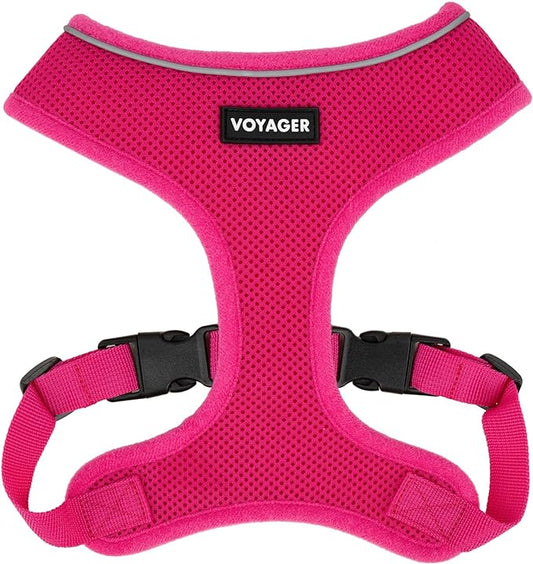 Aerolite No Pull Mesh Dog Harness with Lightweight, Soft, Breathable Chest Coverage, Reflective Stitching, and Adjustable Straps for Walking, Running, Training, Heavy Duty and Durable - Fuchsia, XS