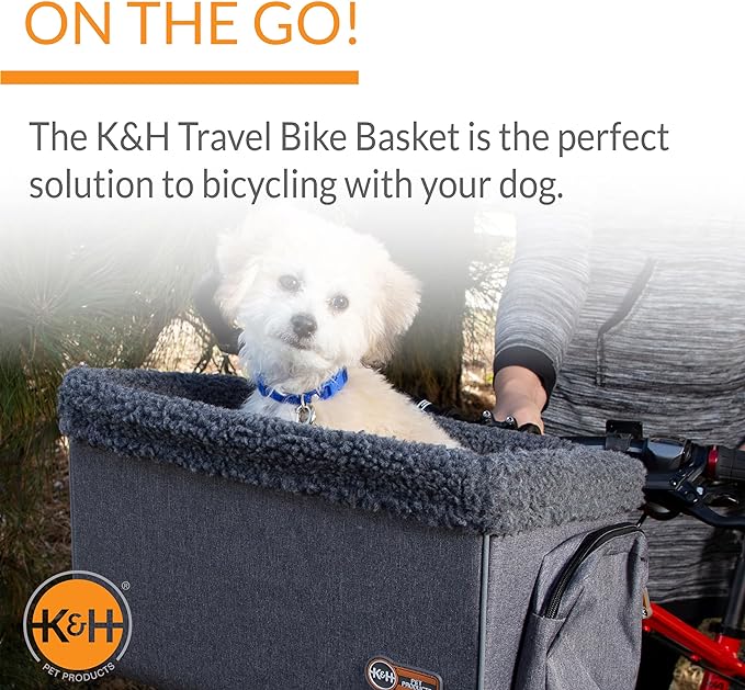 K&H Pet Products Universal Bike Pet Carrier for Travel, Cat and Dog Bicycle Baskets, Classy Gray Large 12 X 16 X 10 Inches