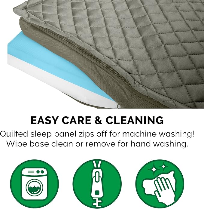 Furhaven Water-Resistant Cooling Gel Dog Bed for Large Dogs w/ Removable Quilt Top & Washable Cover, For Dogs Up to 125 lbs - Indoor/Outdoor Quilt Top Convertible Mattress - Dark Sage, Jumbo Plus/XXL