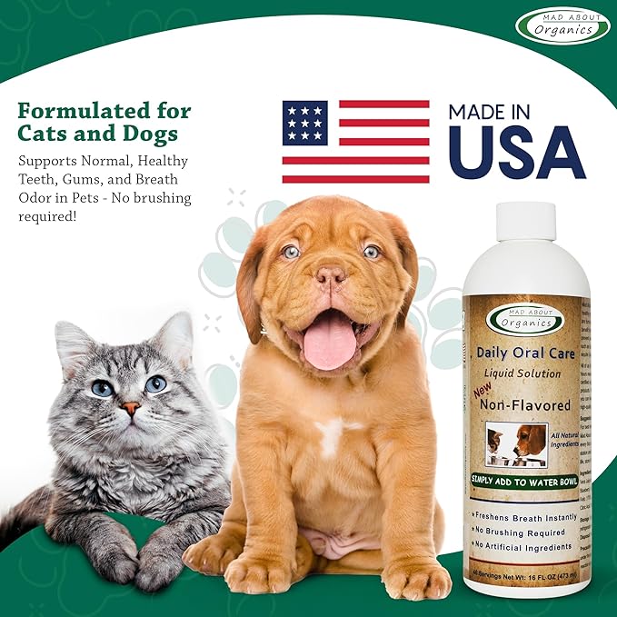 Dog and Cat Dental Water Additive 16oz Non Flavored Formula - Cat and Dog Breath Freshener, All Natural Pet Supplies Hard Plaque Remover, Dog Teeth Cleaning Water Drop Solutions