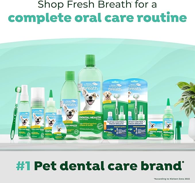 TropiClean Fresh Breath Advanced Whitening | Dog Oral Care Water Additive | Dog Breath Freshener Additive for Dental Health | VOHC Certified | Made in the USA | 16 oz.