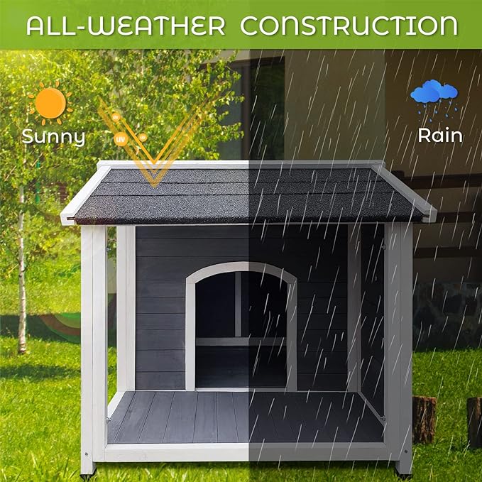 Outdoor Wooden Dog House, Waterproof Dog Cage, Windproof and Warm Dog Kennel, Dog Crates for Medium Dogs Pets Animals Easy to Assemble