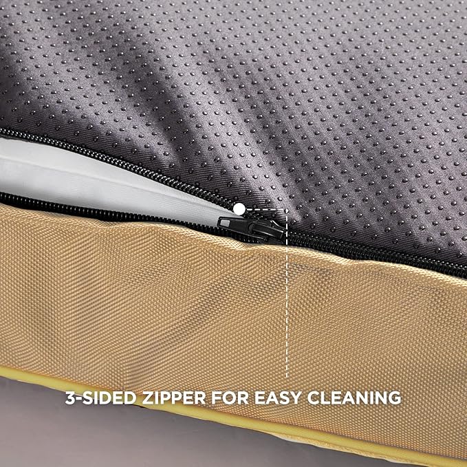 Bedsure Waterproof Dog Beds for Meidum Dogs - 4 inch Thick Up to 50lbs Medium Dog Bed with Removable Washable Cover, Pet Bed Mat Pillows, Spicy Mustard