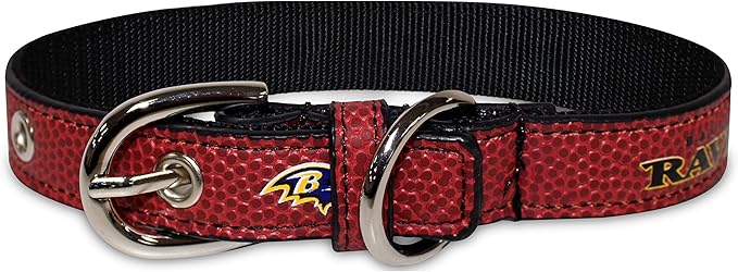 Pets First Tough Leather Pet Collar NFL Baltimore Ravens Premium Dog Collar, Limited Edition, Size Small. Best & Strongest Heavy-Duty Dog Collar!, Small (12-15"" Long & 0.75"" Wide) (BAL-3081-SM)