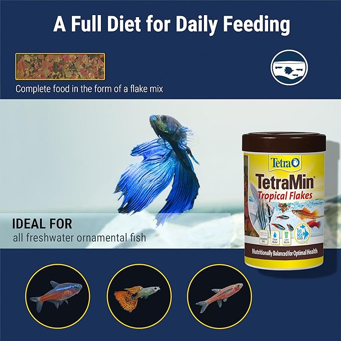 TetraMin Nutritionally Balanced Tropical Flake Food for Tropical Fish, 2.2 oz