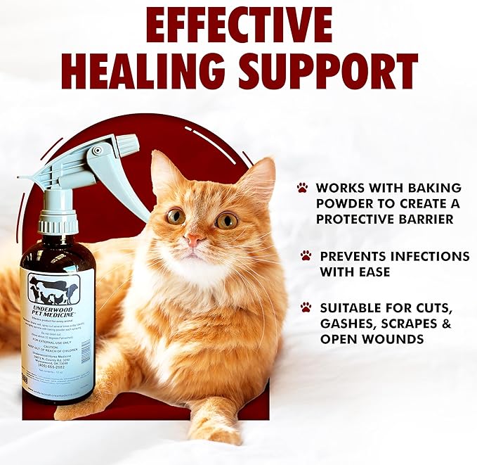 Underwood Pet Wound Care Spray – Versatile & Economical Wound Care Solution for All Animals - Prevents Infections, Gentle & Easy to Use - Antiseptic Spray Suitable for Cuts, Scrapes & Open Wounds