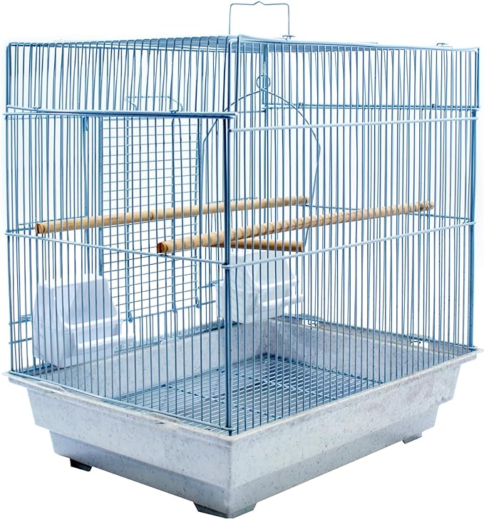 Penn-Plax Bird-Life Bird Cage Starter Kit with Accessories - White Square-style Cage - for Parakeets, Lovebirds, Parrotlets, and Finches - Small (BCK2)