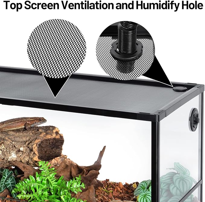 67 Gallon Reptile Tank, Glass Reptile Terrarium 48" x 18" x 18", Sliding Door, Top Ventilation, Cable Pass, Humidify Hole, Large Reptile Cage Habitat for Bearded Dragon, Lizard, Snake, Gecko