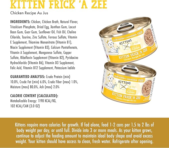 Weruva Cats in The Kitchen Kitten, Kitten Frick 'A Zee, 3oz Can (Pack of 12)