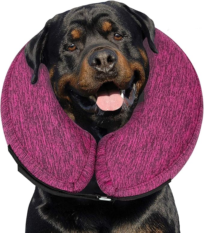 MIDOG Dog Cone Collar, Inflatable Dog Neck Donut Collar Alternative After Surgery, Soft Protective Recovery Cone for Small Medium Large Dogs and Cats Puppies - Alternative E Collar (Rose, XL)