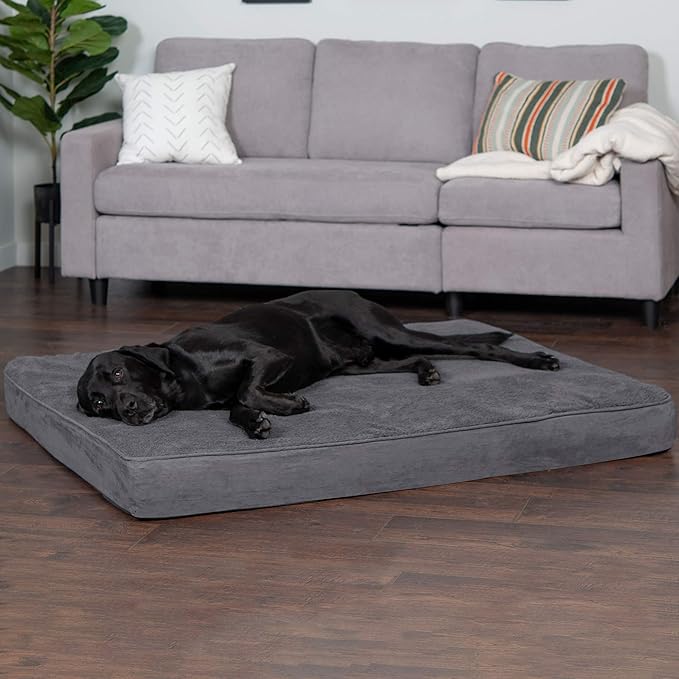 Furhaven Memory Foam Dog Bed for Large Dogs w/ Removable Washable Cover, For Dogs Up to 125 lbs - Terry & Suede Mattress - Gray, Jumbo Plus/XXL