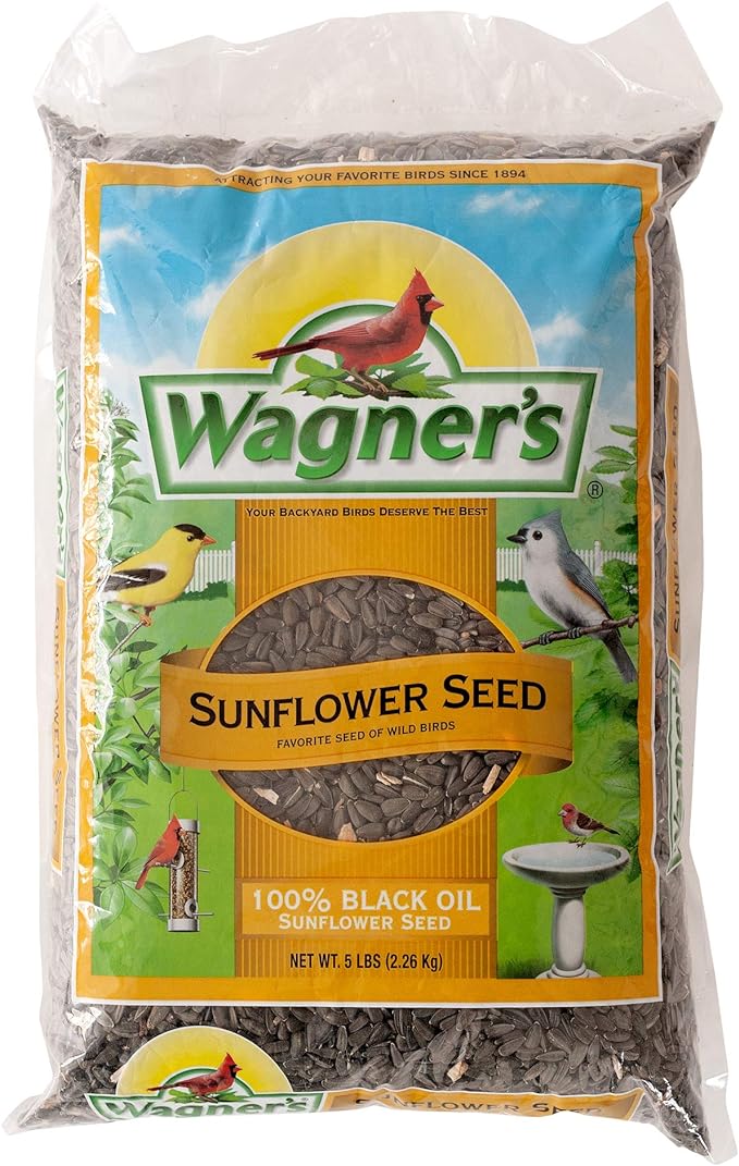 Wagner's 52023 Black Oil Sunflower Seed Wild Bird Food, 5-Pound Bag & 57075 Safflower Seed Wild Bird Food, 5-Pound Bag