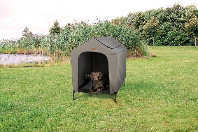 TRIXIE 2-in-1 Elevated Dog House, Portable Pet Camping Cot & Tent, Raised Bed & Dog Shade for Medium-Large Dogs