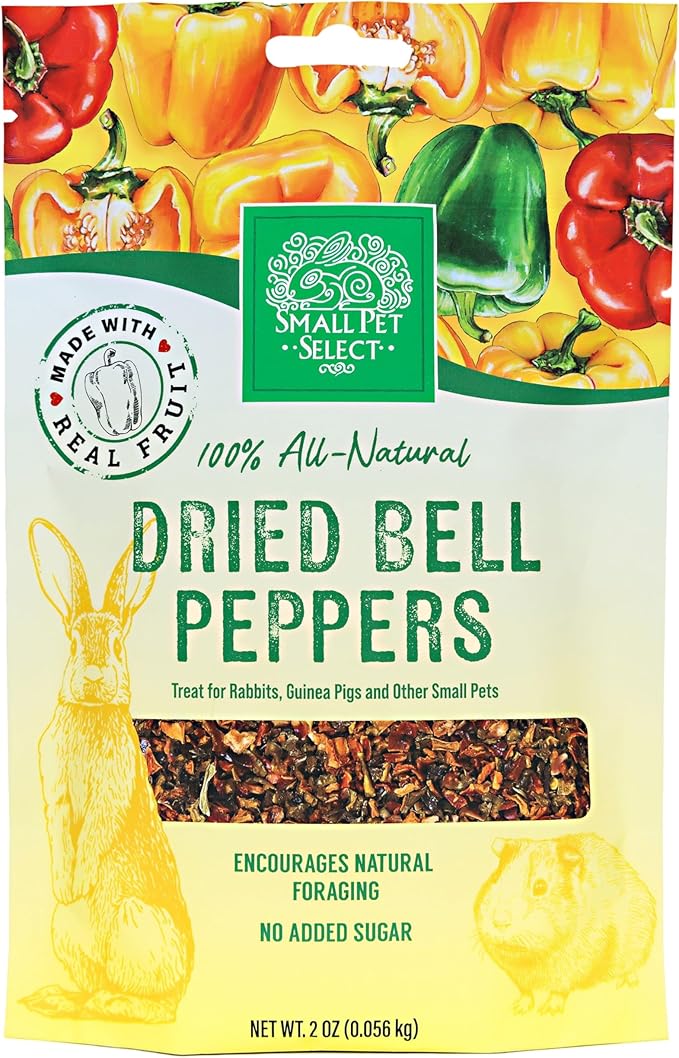Small Pet Select - Dried Bell Pepper, a Natural Treat for Rabbits and Guinea Pigs, 2oz (Pack of 2)