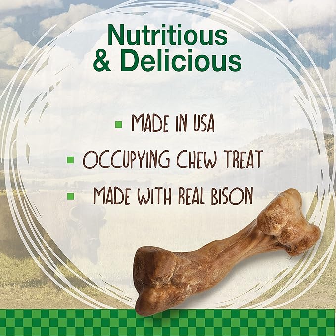 Nylabone Healthy Edibles WILD Natural Long-Lasting Bison Flavor Bone Chew Treats for Dogs, Small (8 Count)