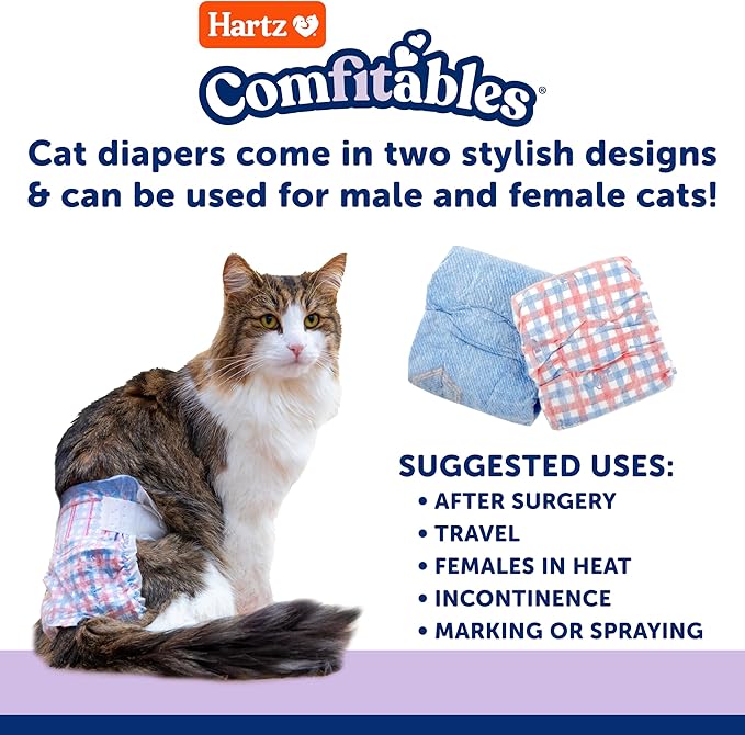 Hartz Disposable Cat Diapers, Size XS 10 count, Comfortable & Secure Fit, Easy to Put On