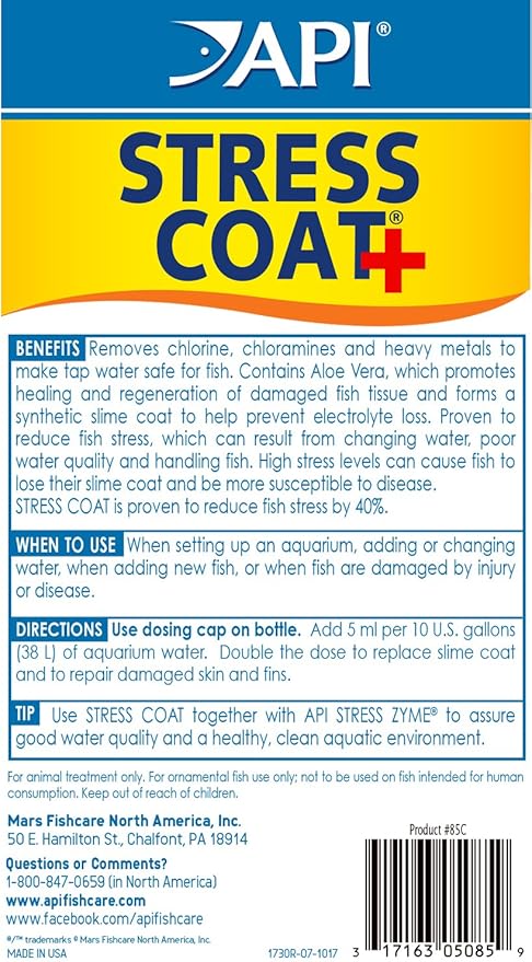 API Aquarium Water Conditioner & Tropical Food Bundle Pack: One (1) API Stress Coat 16 oz., one (1) API Stress Zyme 16 oz., one (1) API Tropical Flakes Fish Food 1.1 oz.