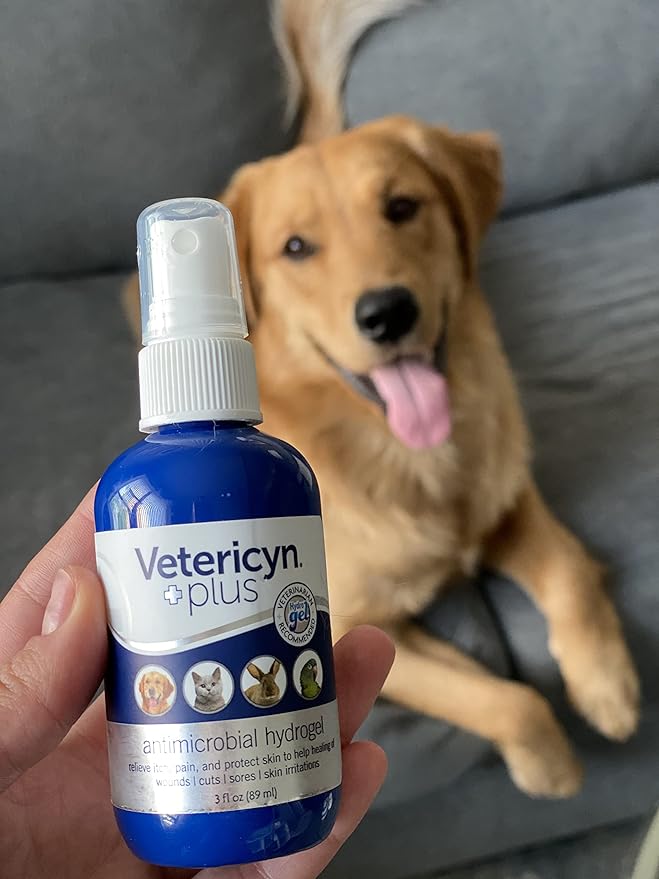 Vetericyn Plus Dog Wound Care Hydrogel Spray | Healing Aid and Wound Protectant, Sprayable Gel to Relieve Dog Itchy Skin, Safe for All Animals. 3 Ounces