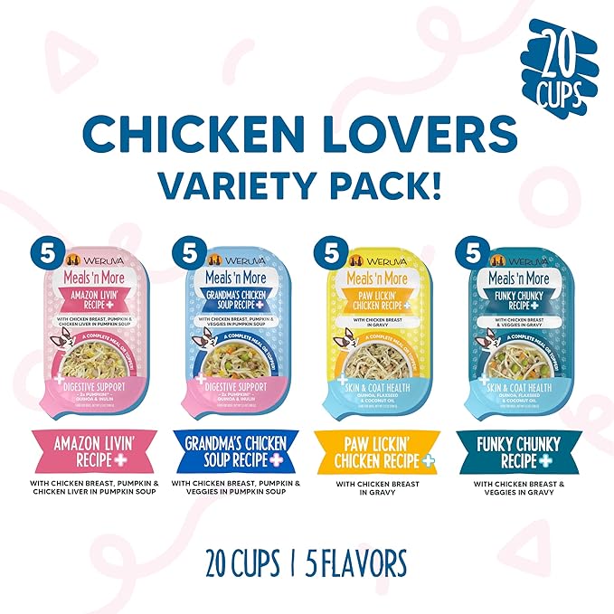 Weruva Meals 'n More Chicken Lovers Variety Pack, Canned Dog Food, 3.5oz each (20 Count)