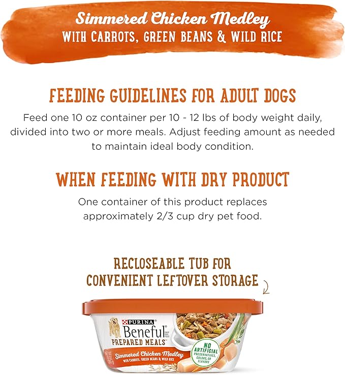 Purina Beneful Gravy Wet Dog Food, Prepared Meals Simmered Chicken Medley - (8) 10 oz. Tubs