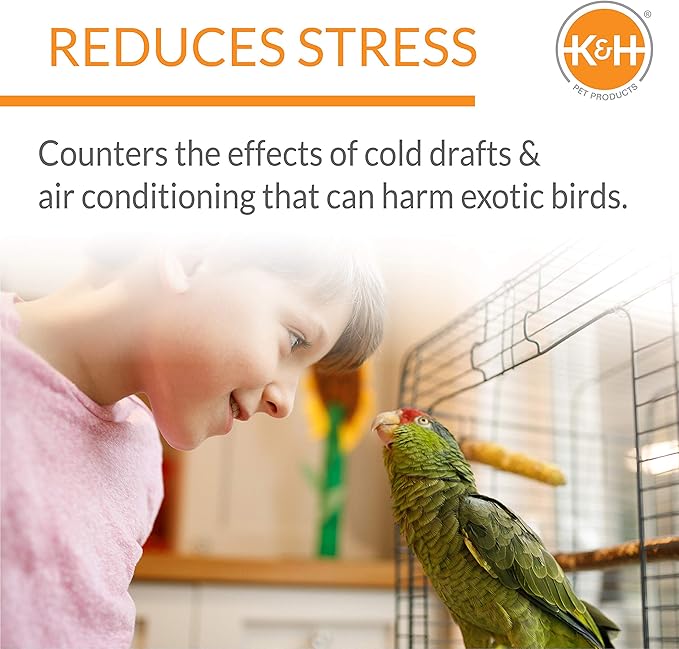 K&H Pet Products Snuggle-Up Bird Warmer, Caged Bird Heater for Medium/Large Exotic Birds Like Cockatoos, Macaws, African Grays, Bird Heater for Cage - Gray Large 4 X 7 Inches