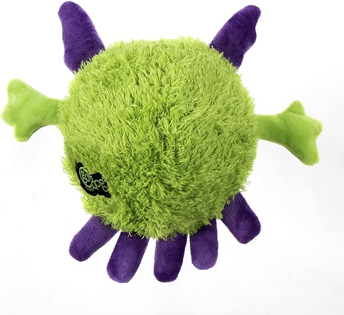 goDog PlayClean Germs Squeaky Plush Dog Toy with Odor-Eliminating Essential Oils, Chew Guard Technology - Purple, Large