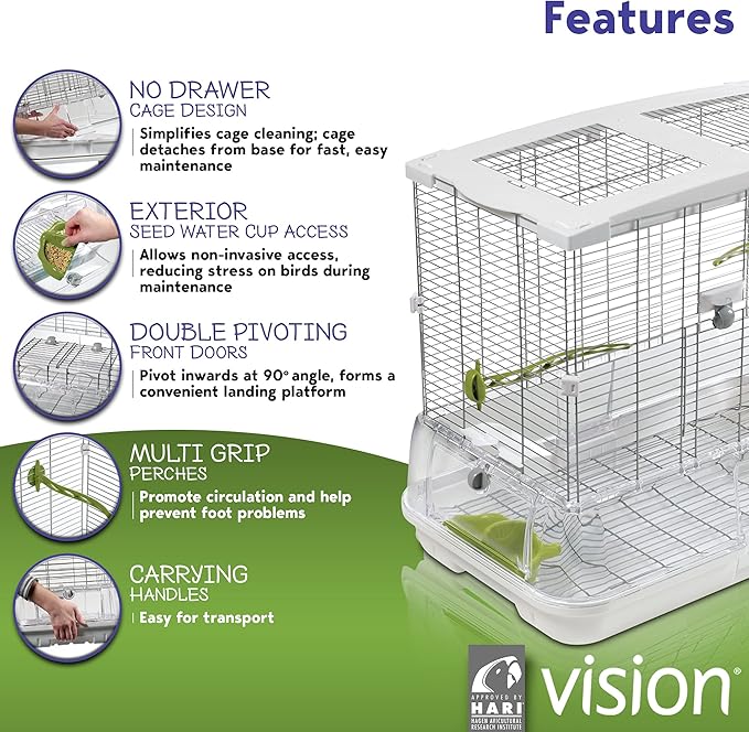 Vision M01 Wire Bird Cage, Bird Home for Parakeets, Finches and Canaries, Medium