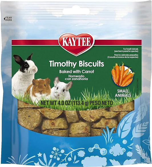 Kaytee Timothy Biscuits Baked Treat for Pet Guinea Pigs, Rabbits & Other Small Animals, Carrot, 4 oz