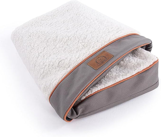 Washable Large Dog Bed Covers Soft Plush Replacement, Waterproof Dog Bed Liner, Pet Bed Cover with Zipper 36x27x3 Inches, Light Grey, Cover Only