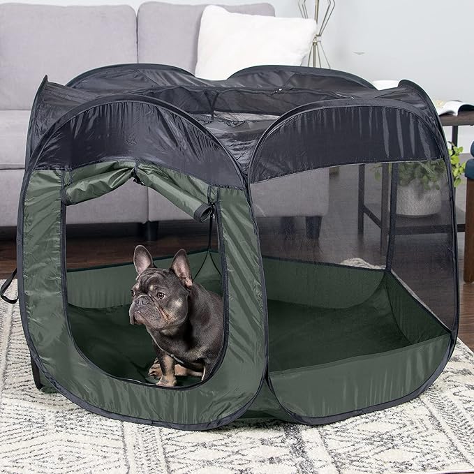 Furhaven Pop Up Playpen Pet Tent Playground - Hunter Green, Large
