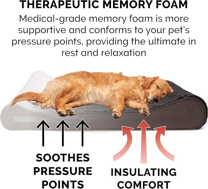 Furhaven Memory Foam Dog Bed for Large Dogs w/ Removable Washable Cover, For Dogs Up to 150 lbs - Ultra Plush Faux Fur & Suede Luxe Lounger Contour Mattress - Chocolate, Jumbo Plus/XXL