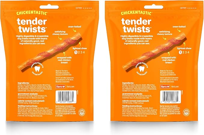 Hartz Oinkies Rawhide-Free Tender Treats Wrapped with Chicken Dog Treats Chews, 72 Count, Highly Digestible, No Artificial Flavors, Perfect for Smaller and Senior Dogs