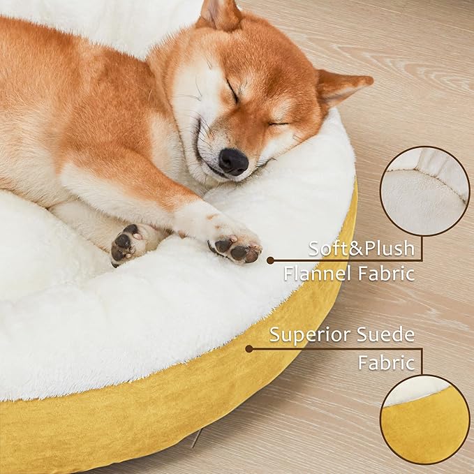 Love's cabin Donut Pet Bed Mat, 30in, Yellow, for Dogs, Soft, Durable, Anti-Slip, Water-Resistant, Washable