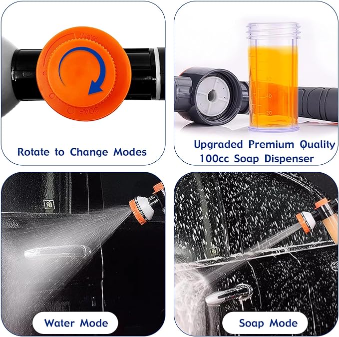 Dog Shower Attachment Sprayer Nozzles with 3/4” GHT Male x 1/2” NPT Male Connector for Garden Hose Dog Wash Sprayer with Soap Dispenser Hose Shampoo Nozzle Sprayer for Indoor Outdoor Pet Pup Dog Wash