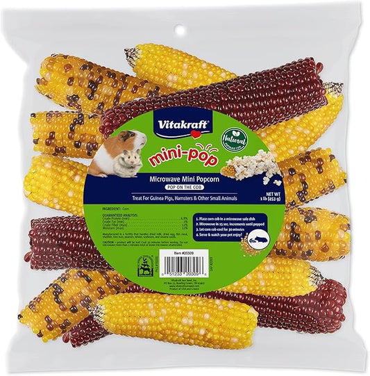 Vitakraft Mini Pops Treat for Small Animals - 100% Real Corn Cob - Supports Healthy Teeth - 1 lb