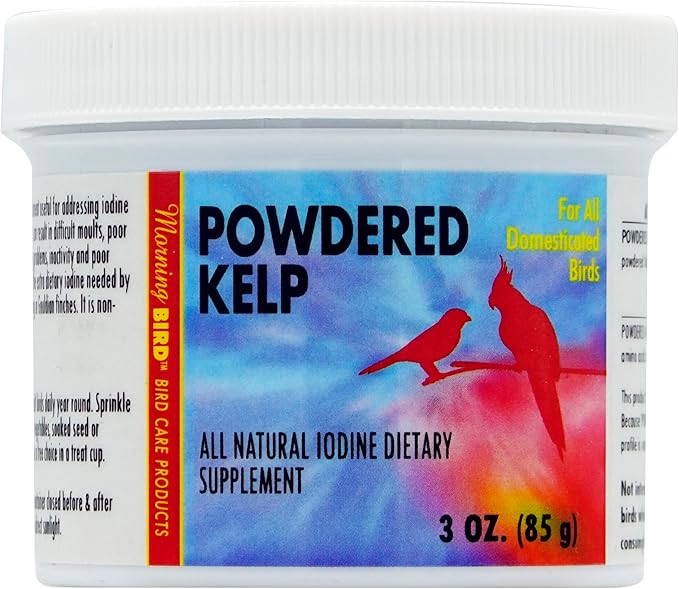 Morning Bird Powdered Kelp Birds Supplement, Iodine Dietary Supplement with Vitamins, Minerals and Amino Acids for Birds
