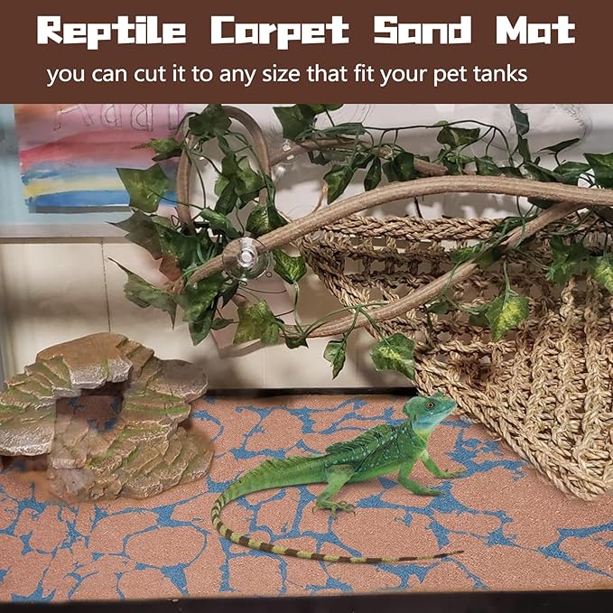 BNOSDM 2 PCS Reptile Carpet Mat Terrarium Liner Bedding Reptile Cage Mat Supplies for Tortoise Lizard Leopard Gecko Snake Chameleon 23.6’’ x 15.7’’