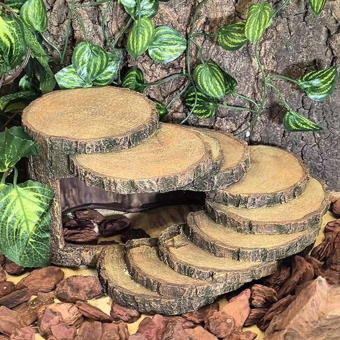 Reptile Hide Bearded Dragon Tank Accessories Reptile Snake Hideouts Stump Cave Habitat Decor for Turtles Lizards