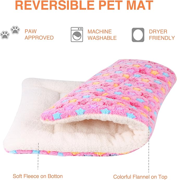 Mora Pets Dog Bed Crate Pad Ultra Soft Pet Bed with Cute Star Print Washable Crate Mat for Large Medium Small Dogs Reversible Fleece Dog Crate Kennel Mat Cat Bed Liner 21 x 12 inch Pink