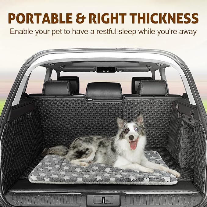 Mora Pets Cat Bed Dog Crate Pad Ultra Soft Pet Bed with Cute Star Print Washable Crate Mat for Small Dogs and Indoor Cats Reversible Fleece Dog Kennel Pad Cat Carrier Mat 14 x 17.5 inch Grey