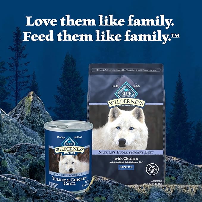 Blue Buffalo Wilderness Rocky Mountain Recipe Senior Wet Dog Food, High-Protein & Grain-Free, Made with Natural Ingredients, Red Meat Recipe, 12.5-oz. Cans (12 Count)