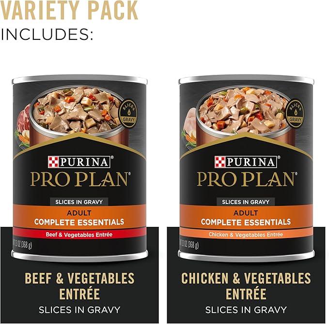 Purina Pro Plan High Protein Dog Food, Wet Dog Food Variety Pack, Classic Pate Entrees - (Pack of 12) 13 oz. Cans